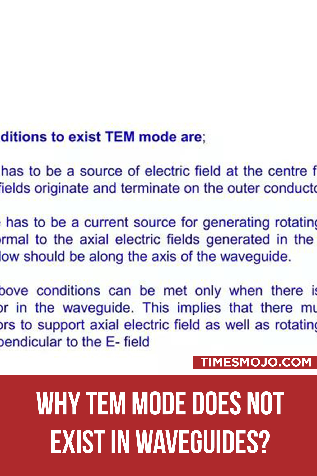 Why TEM Mode Does Not Exist In Waveguides